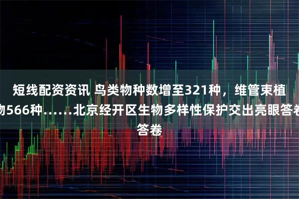 短线配资资讯 鸟类物种数增至321种，维管束植物566种……北京经开区生物多样性保护交出亮眼答卷